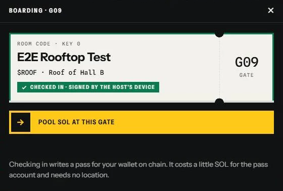 Checked in, signed by the host's device